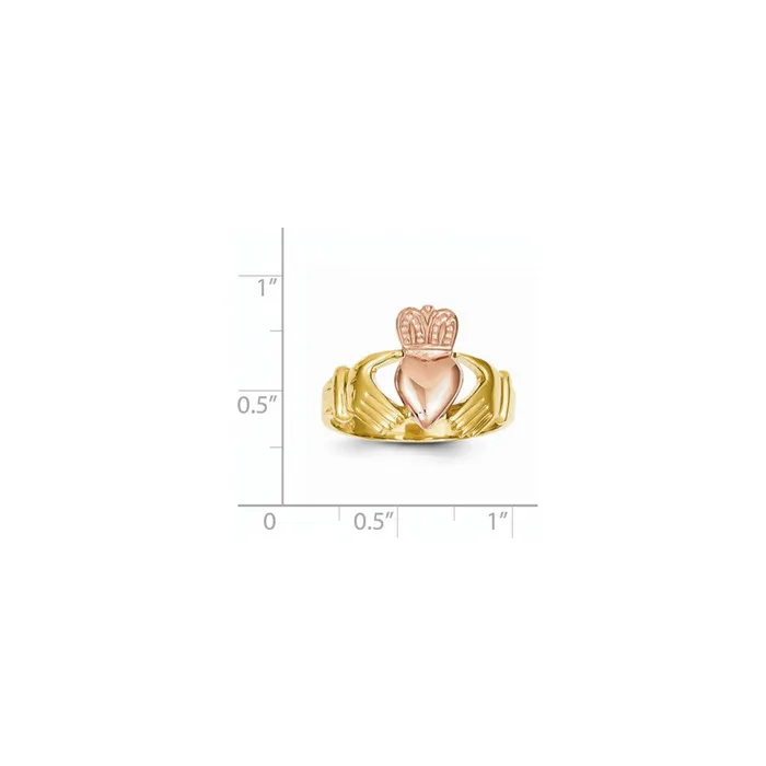 14k Mens TwoTone Gold Claddagh Ring Goldia Rings