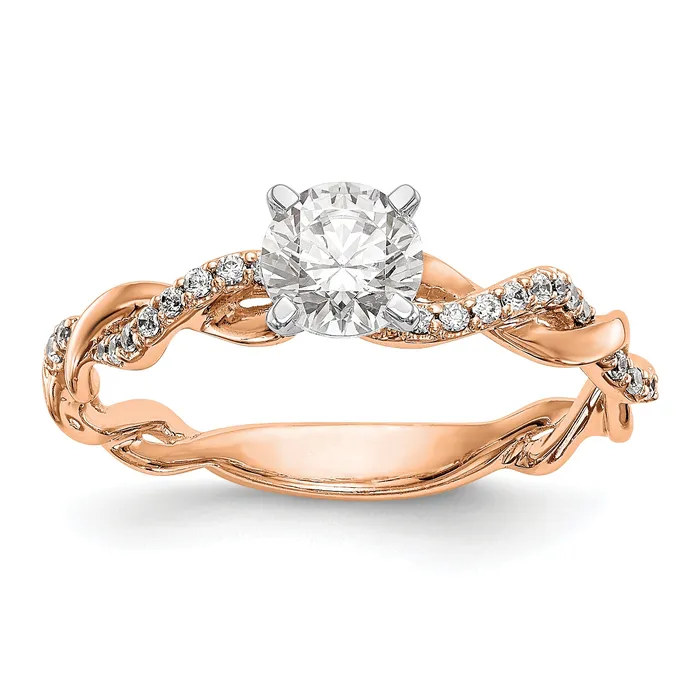 14k Rose Gold 110 Ct Lab Grown Diamond VSSI G Peg Set Criss Cross Engagement Ring Goldia Rings 14k Rose Gold 110 Ct Lab Grown Diamond VSSI G Peg Set Criss Cross Engagement Ring Goldia Rings