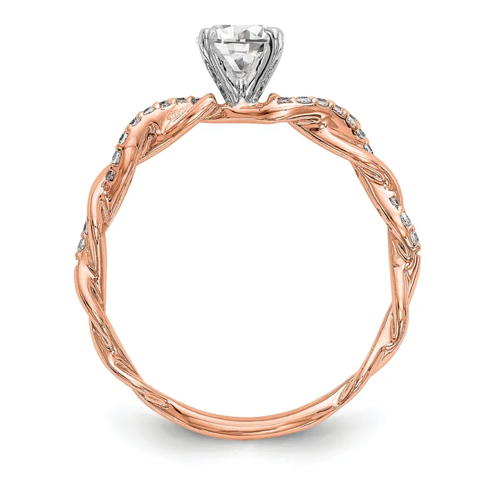 14k Rose Gold 110 Ct Lab Grown Diamond VSSI G Peg Set Criss Cross Engagement Ring Goldia Rings