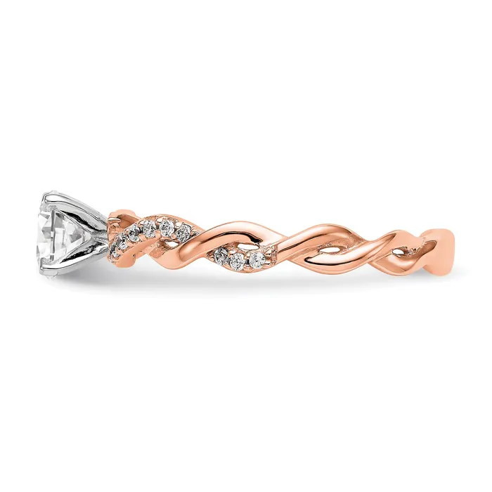 14k Rose Gold 110 Ct Lab Grown Diamond VSSI G Peg Set Criss Cross Engagement Ring Goldia Rings