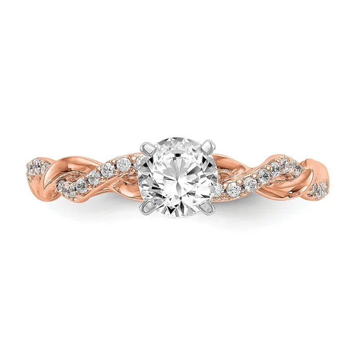 14k Rose Gold 110 Ct Lab Grown Diamond VSSI G Peg Set Criss Cross Engagement Ring Goldia Rings