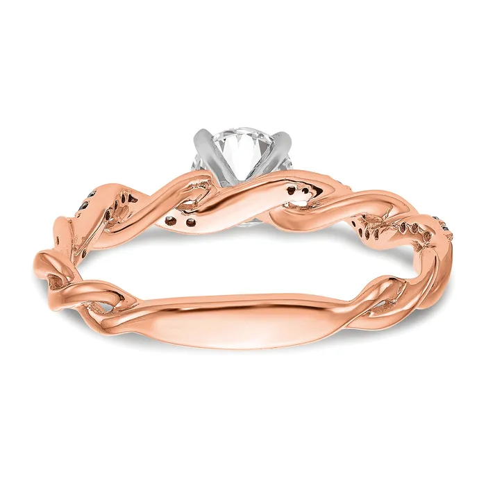 14k Rose Gold 110 Ct Lab Grown Diamond VSSI G Peg Set Criss Cross Engagement Ring Goldia Rings