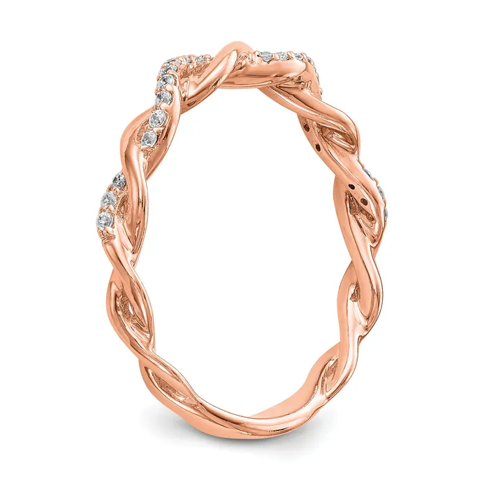 14k Rose Gold 110 Ct Lab Grown Diamond VSSI G Peg Set Criss Cross Engagement Ring Goldia Rings