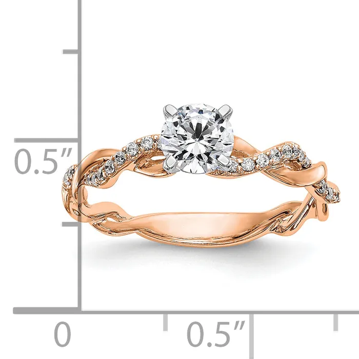 14k Rose Gold 110 Ct Lab Grown Diamond VSSI G Peg Set Criss Cross Engagement Ring Goldia Rings