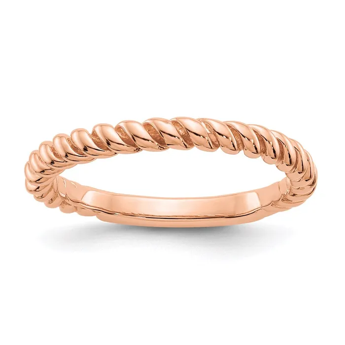 14k Rose Gold Polished Twisted Band Goldia Rings