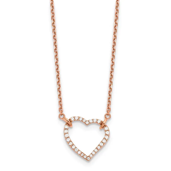 14k Rose Gold Real Diamond Heart Necklace Goldia Necklaces