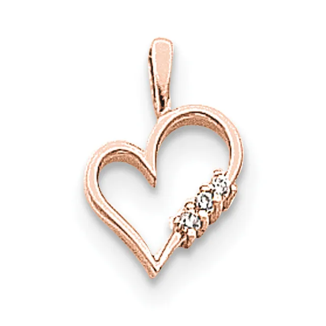 14k Rose Gold VS Diamond heart pendant Goldiacom Necklaces