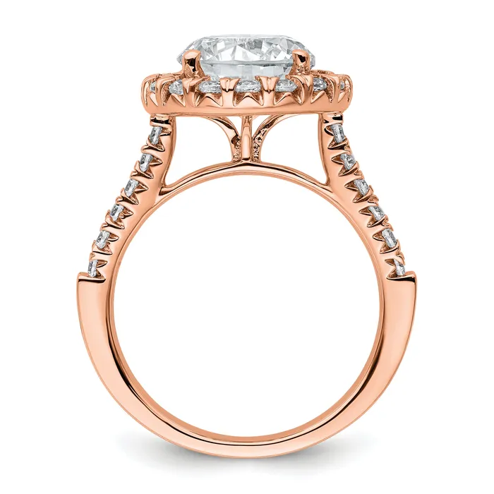 14k Rose Gold White 58 Ct Lab Grown Diamond VSSI G 3 Ct Center Round Engagement Ring Goldia Rings
