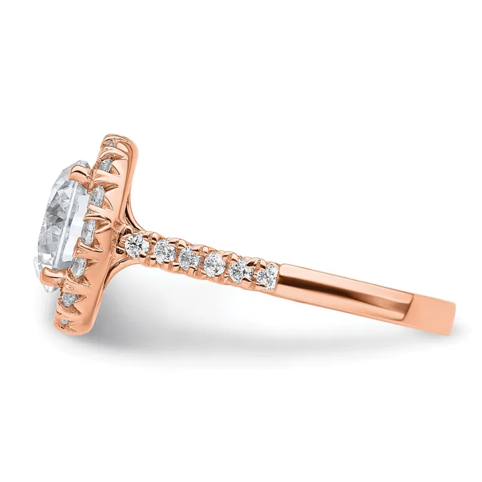 14k Rose Gold White 58 Ct Lab Grown Diamond VSSI G 3 Ct Center Round Engagement Ring Goldia Rings