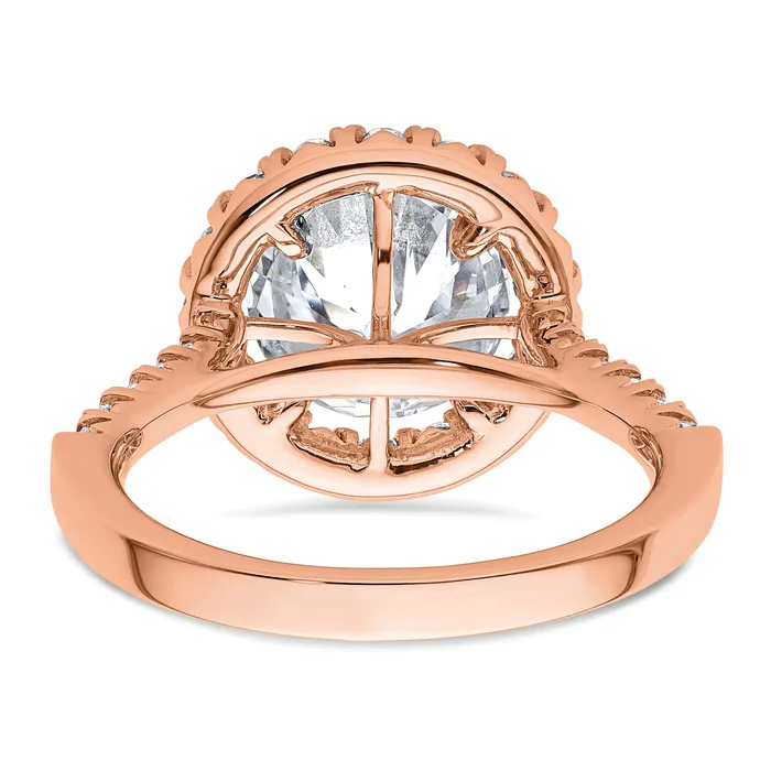 14k Rose Gold White 58 Ct Lab Grown Diamond VSSI G 3 Ct Center Round Engagement Ring Goldia Rings