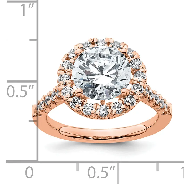 14k Rose Gold White 58 Ct Lab Grown Diamond VSSI G 3 Ct Center Round Engagement Ring Goldia Rings