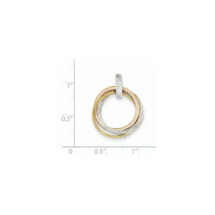 14k Tricolor Gold Real Diamond Moveable Circle Pendant Goldia PreStyled Sets
