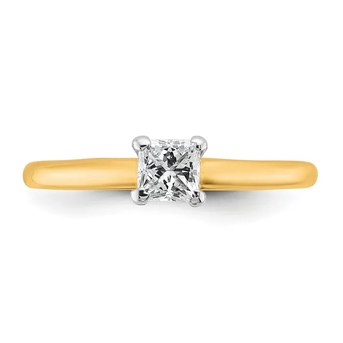 14k Twotone 12 Ct Certified Lab Grown Diamond VSSI G Princess Solitare Engagement Ring Goldia Rings