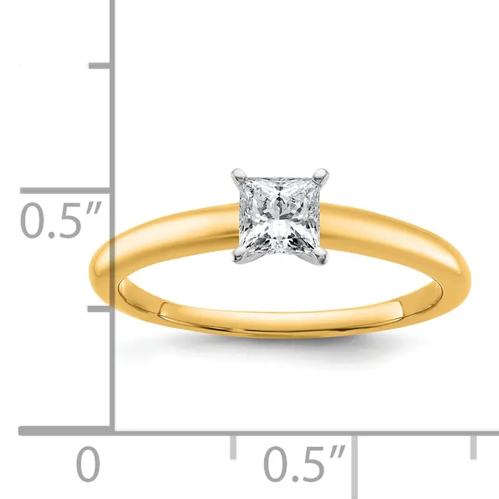 14k Twotone 12 Ct Certified Lab Grown Diamond VSSI G Princess Solitare Engagement Ring Goldia Rings