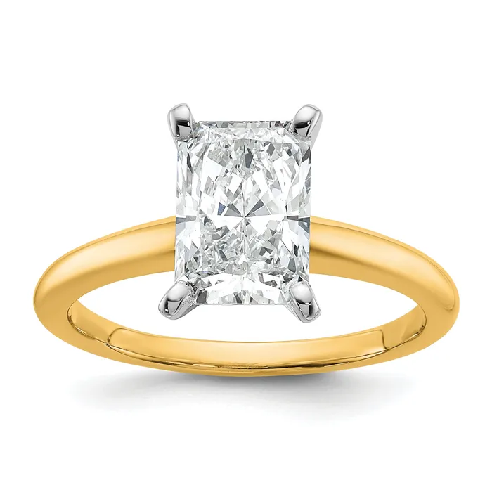14k Twotone 2 Ct Certified Lab Grown Diamond VSSI G Radiant Solitare Engagement Ring Goldia Rings 14k Twotone 2 Ct Certified Lab Grown Diamond VSSI G Radiant Solitare Engagement Ring Goldia Rings