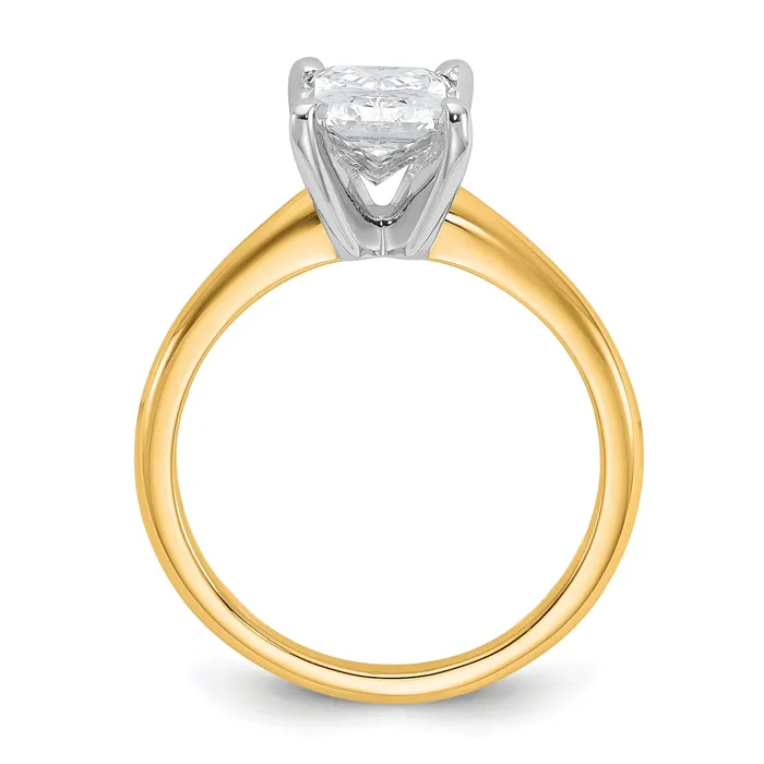 14k Twotone 2 Ct Certified Lab Grown Diamond VSSI G Radiant Solitare Engagement Ring Goldia Rings