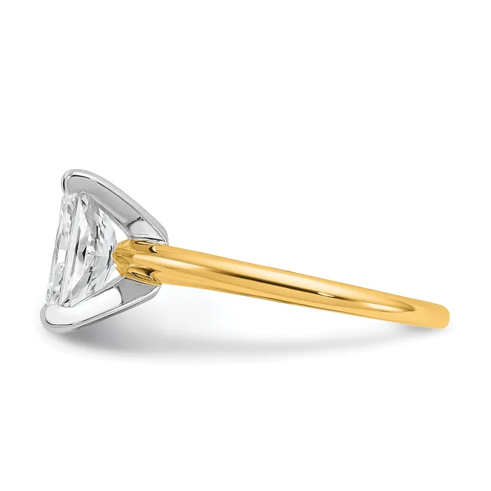 14k Twotone 2 Ct Certified Lab Grown Diamond VSSI G Radiant Solitare Engagement Ring Goldia Rings