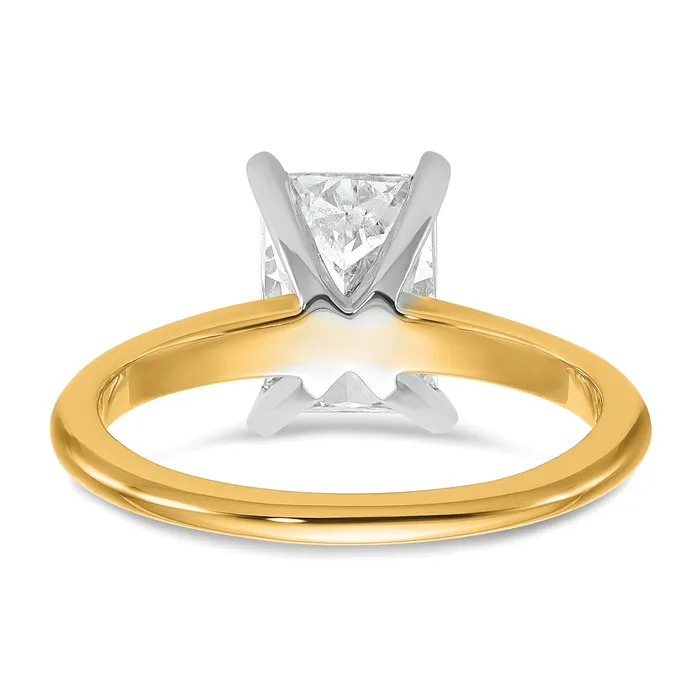 14k Twotone 2 Ct Certified Lab Grown Diamond VSSI G Radiant Solitare Engagement Ring Goldia Rings