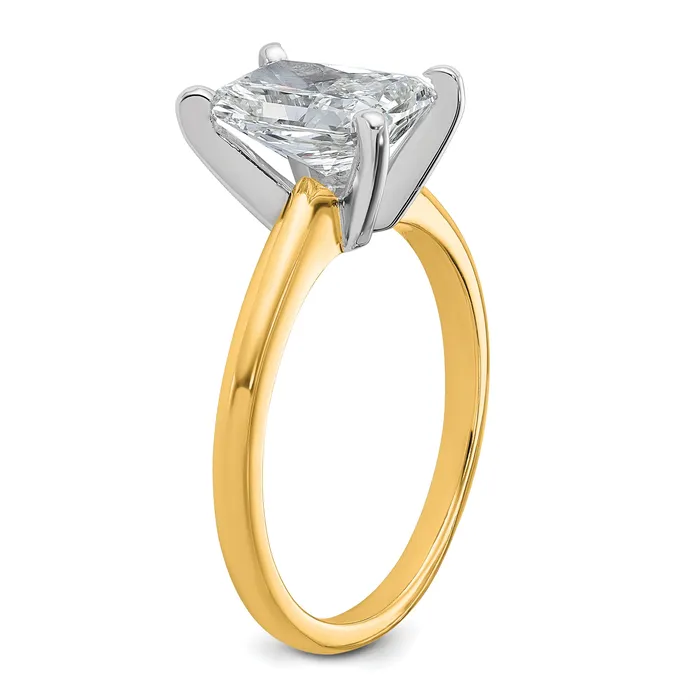 14k Twotone 2 Ct Certified Lab Grown Diamond VSSI G Radiant Solitare Engagement Ring Goldia Rings