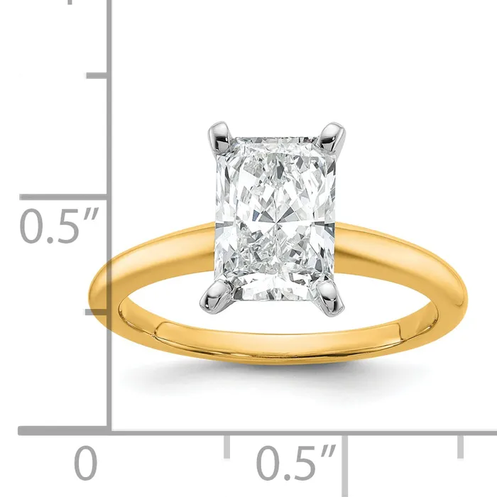 14k Twotone 2 Ct Certified Lab Grown Diamond VSSI G Radiant Solitare Engagement Ring Goldia Rings