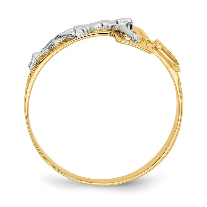 14K TwoTone Gold Crucifix Mens Ring Goldia Rings