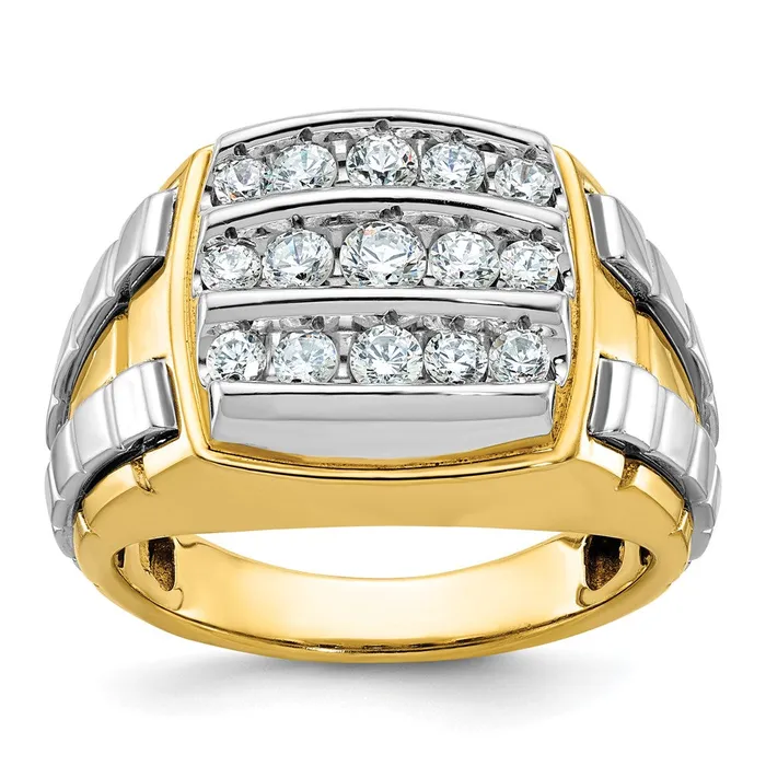 14k Twotone Gold Mens 1 carat Diamond Cluster Complete Ring Goldia Rings 14k Twotone Gold Mens 1 carat Diamond Cluster Complete Ring Goldia Rings