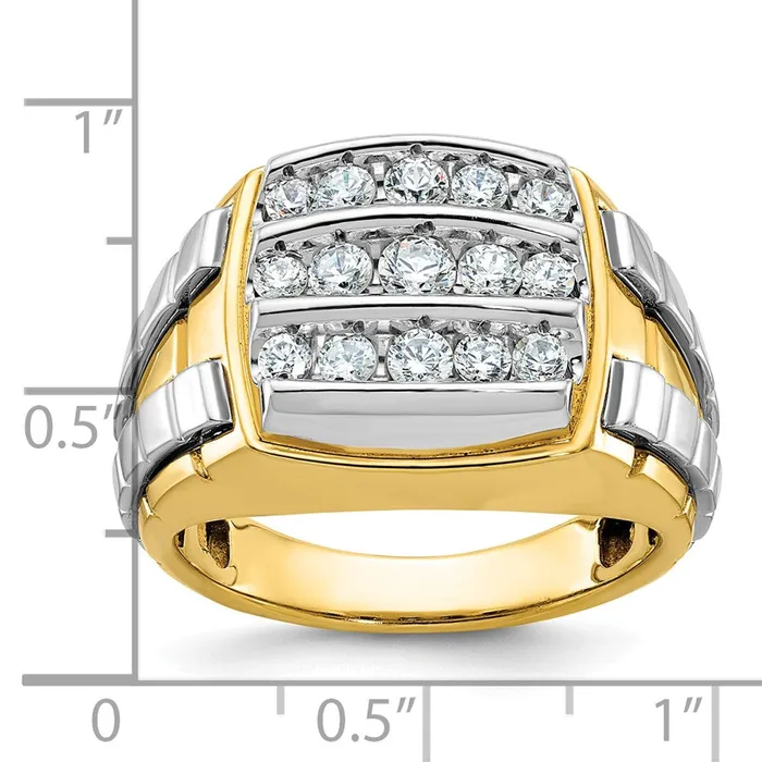 14k Twotone Gold Mens 1 carat Diamond Cluster Complete Ring Goldia Rings