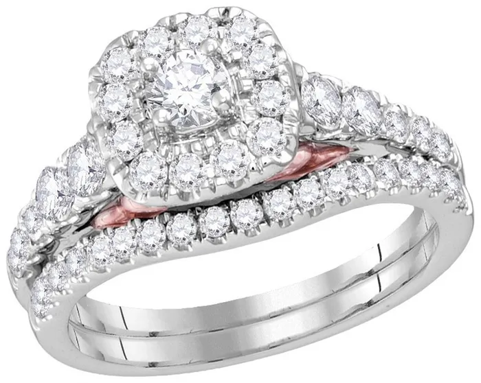 14k Twotone Gold Round Diamond Bridal Wedding Ring Set 1 Cttw Certified gndatlanta Rings 14k Twotone Gold Round Diamond Bridal Wedding Ring Set 1 Cttw Certified gndatlanta Rings