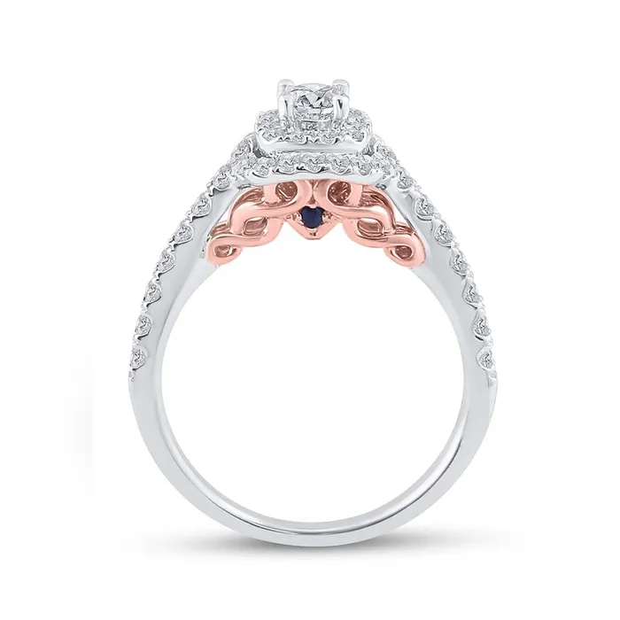 14k Twotone Gold Round Diamond Bridal Wedding Ring Set 1 Cttw Certified gndatlanta Rings