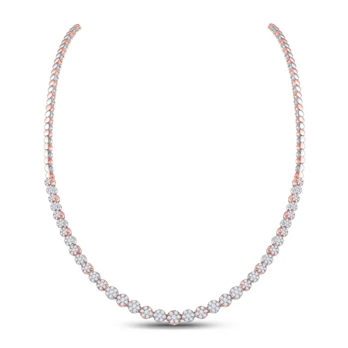 14k Twotone Gold Round Diamond Graduated Cocktail Necklace 434 Cttw gndatlanta Necklaces 14k Twotone Gold Round Diamond Graduated Cocktail Necklace 434 Cttw gndatlanta Necklaces