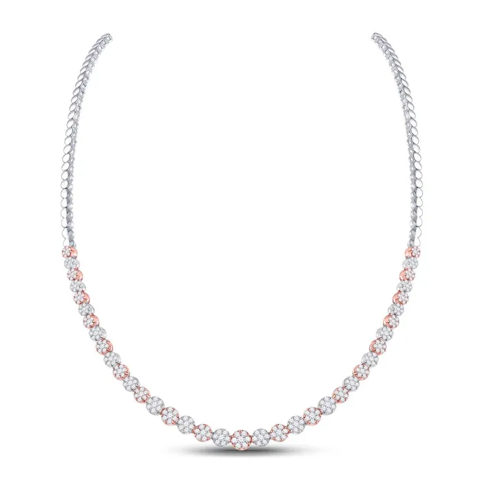 14k Twotone Gold Round Diamond Graduated Cocktail Necklace 434 Cttw gndatlanta Necklaces