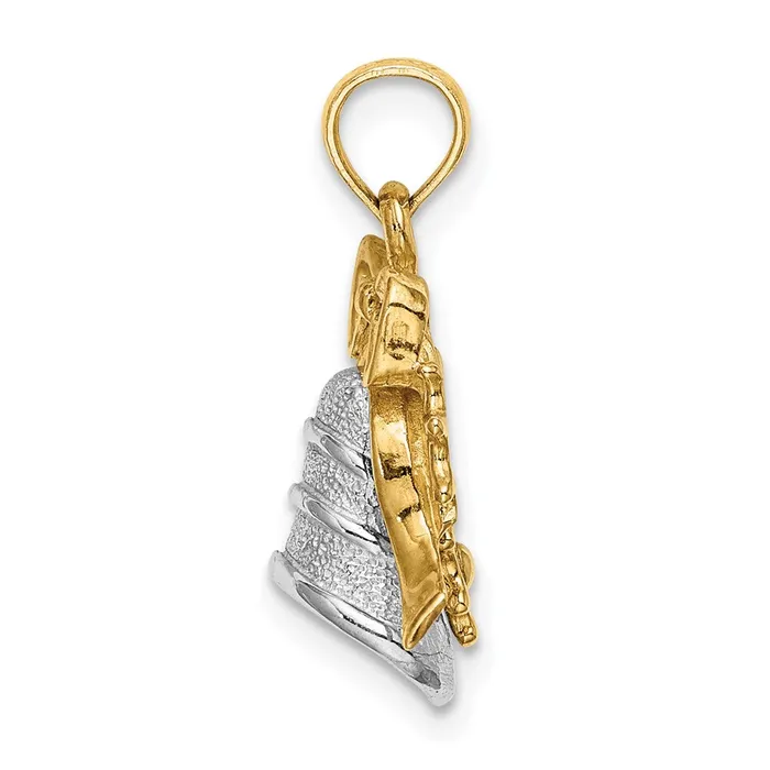 14k Twotone Gold Twotone Gold 3D Christmas Bell and Holly Charm Goldia Rings