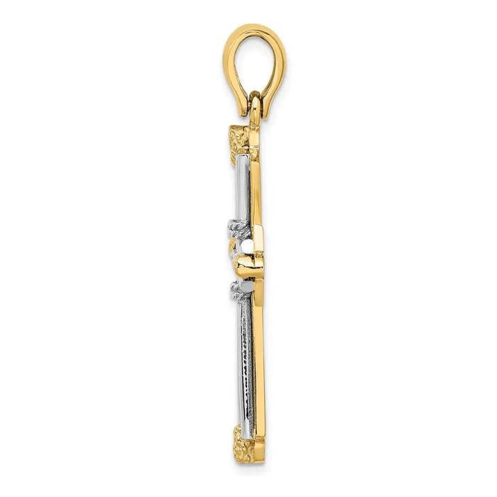 14k Twotone Gold W Rhodium DC and Wire Cross Charm Goldia Rings