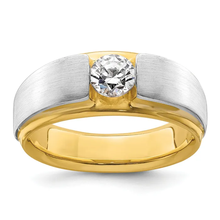 14k Twotone Two Tone 34 Ct Lab Grown Diamond VSSI G Satin Mens Ring Goldia Rings 14k Twotone Two Tone 34 Ct Lab Grown Diamond VSSI G Satin Mens Ring Goldia Rings