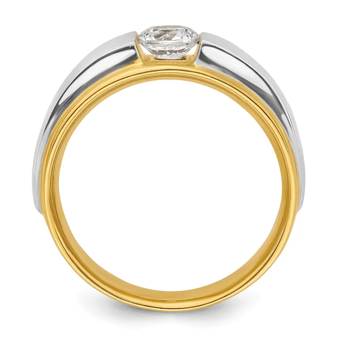 14k Twotone Two Tone 34 Ct Lab Grown Diamond VSSI G Satin Mens Ring Goldia Rings