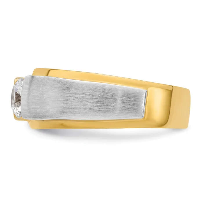 14k Twotone Two Tone 34 Ct Lab Grown Diamond VSSI G Satin Mens Ring Goldia Rings