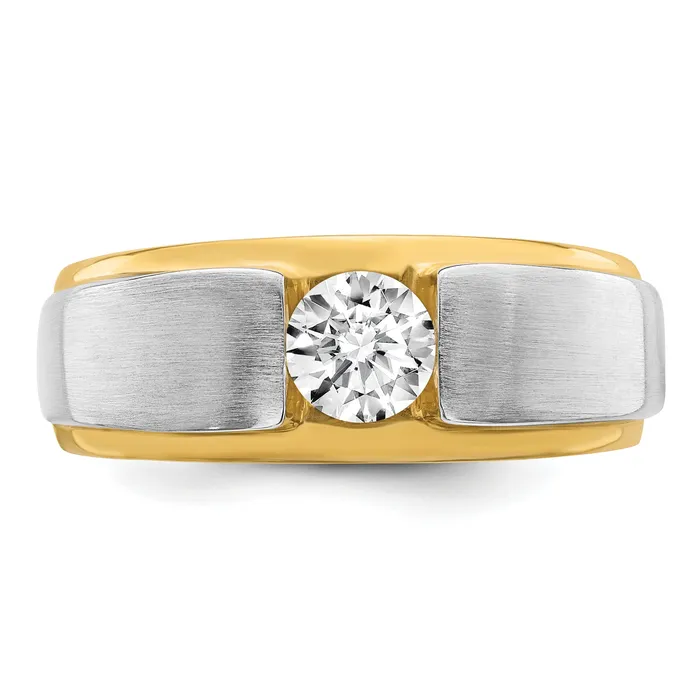 14k Twotone Two Tone 34 Ct Lab Grown Diamond VSSI G Satin Mens Ring Goldia Rings