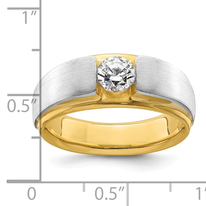 14k Twotone Two Tone 34 Ct Lab Grown Diamond VSSI G Satin Mens Ring Goldia Rings