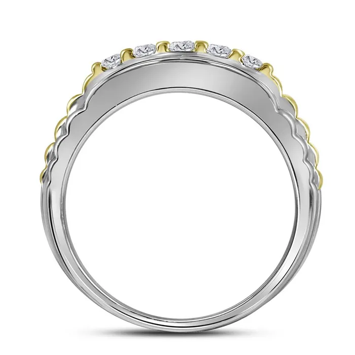 14k Twotone White Gold Round Diamond Cluster Ring Band 1 Cttw gndatlanta Rings