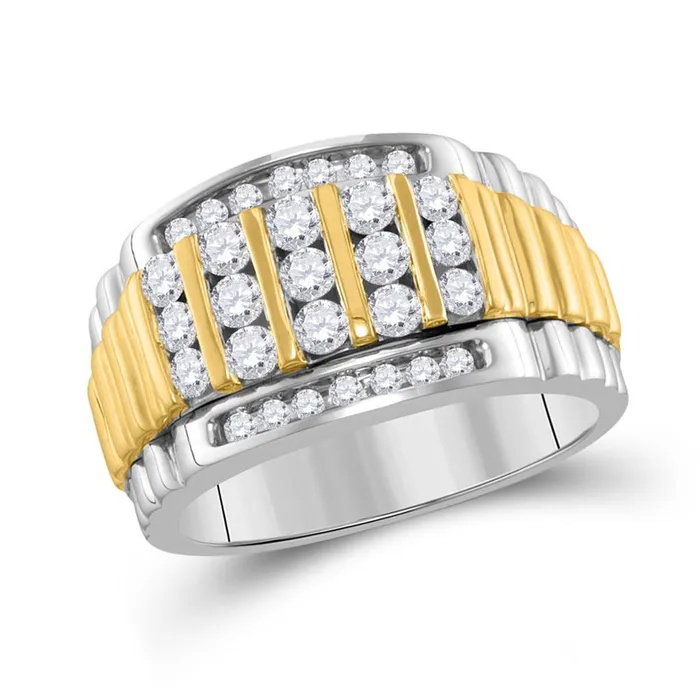 14k Twotone White Gold Round Diamond Cluster Ring Band 1 Cttw gndatlanta Rings
