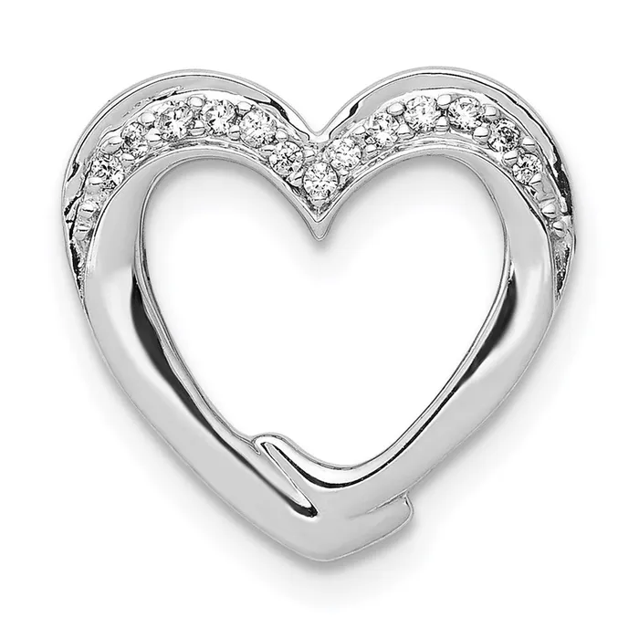14k White Gold 115ct Real Diamond Heart Chain Slide Goldia Necklaces