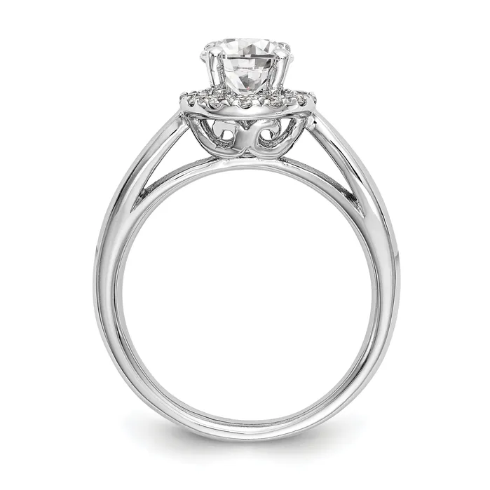 14k White Gold 13 Ct Lab Grown Diamond VSSI G 1 Ct Center Round Halo Engagement Ring Goldia Rings