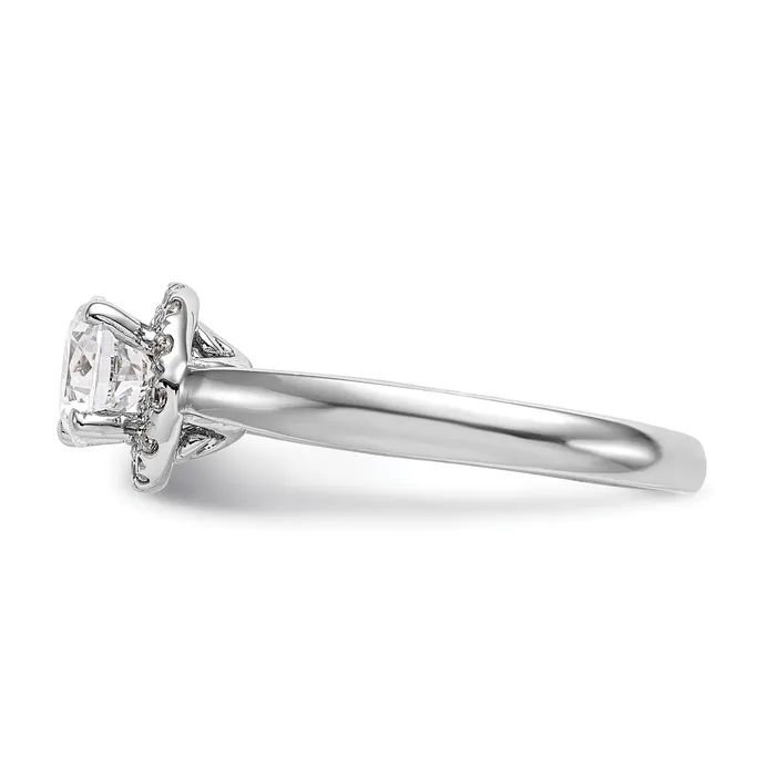 14k White Gold 13 Ct Lab Grown Diamond VSSI G 1 Ct Center Round Halo Engagement Ring Goldia Rings