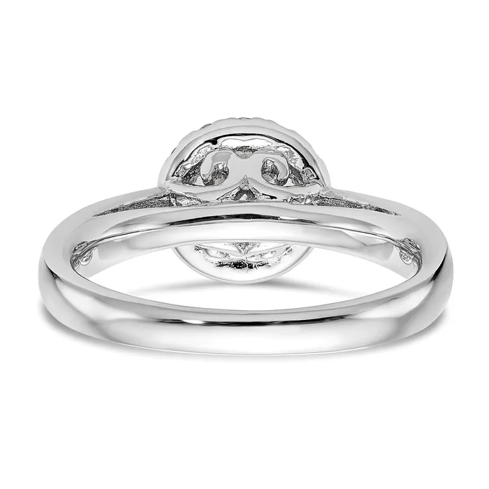 14k White Gold 13 Ct Lab Grown Diamond VSSI G 1 Ct Center Round Halo Engagement Ring Goldia Rings
