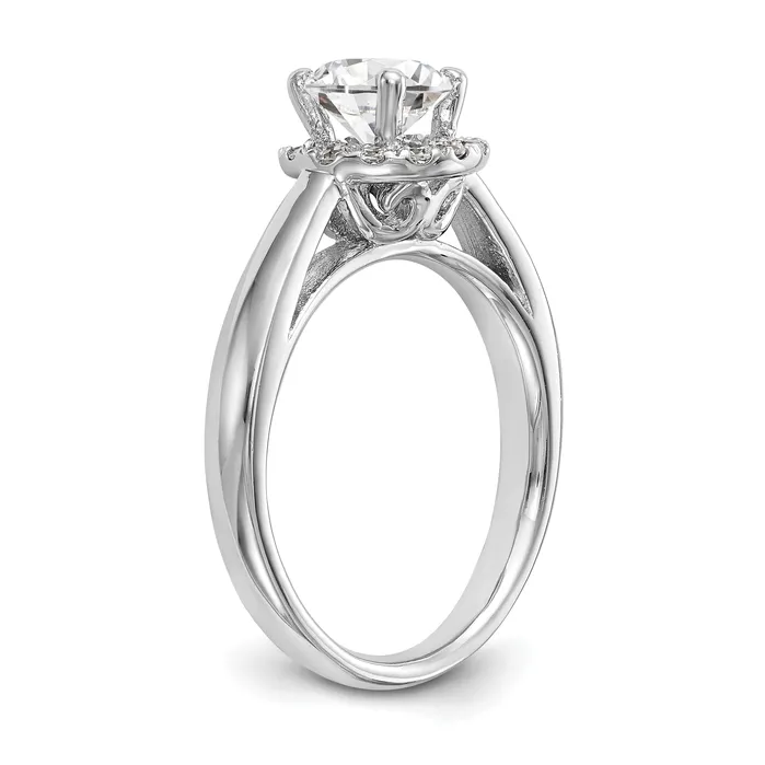 14k White Gold 13 Ct Lab Grown Diamond VSSI G 1 Ct Center Round Halo Engagement Ring Goldia Rings