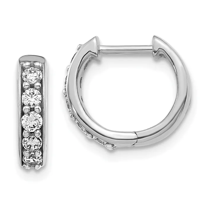 14k White Gold 13 Ct Lab Grown Diamond VSSI G Hinged Hoop Earrings Goldia Earrings 14k White Gold 13 Ct Lab Grown Diamond VSSI G Hinged Hoop Earrings Goldia Earrings