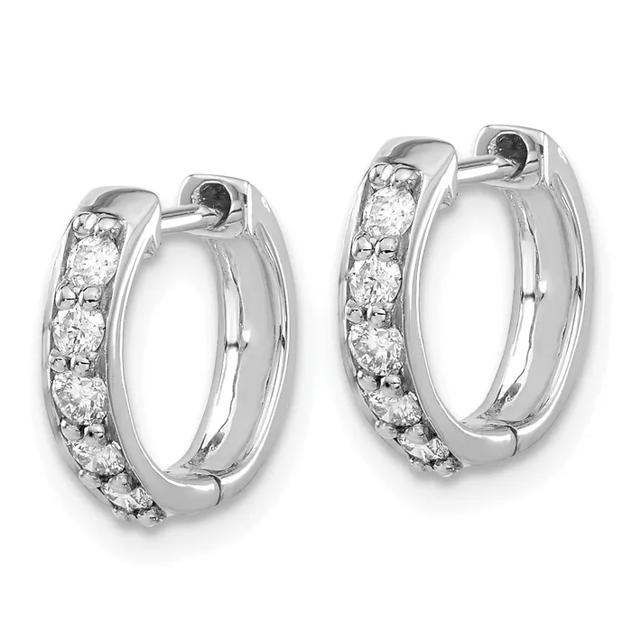 14k White Gold 13 Ct Lab Grown Diamond VSSI G Hinged Hoop Earrings Goldia Earrings