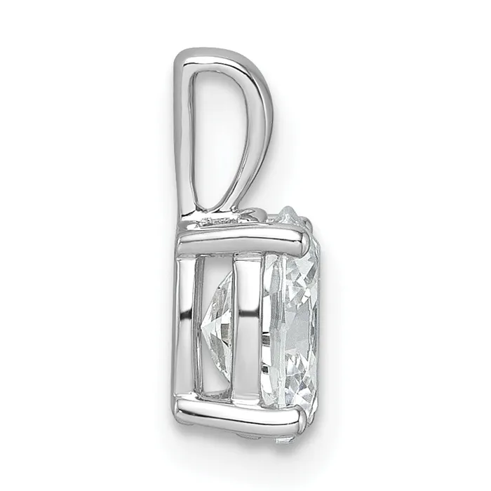 14k White Gold 1 Ct Certified Lab Grown Diamond VSSI G Oval Four Prong Pendant Goldia Necklaces