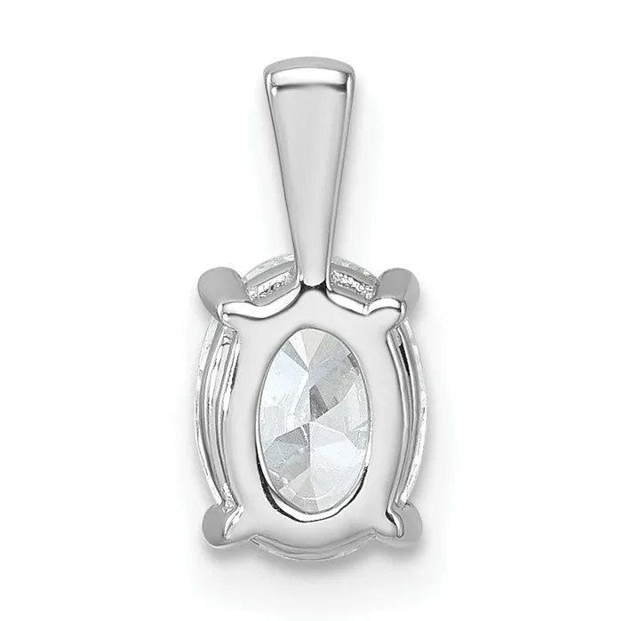 14k White Gold 1 Ct Certified Lab Grown Diamond VSSI G Oval Four Prong Pendant Goldia Necklaces