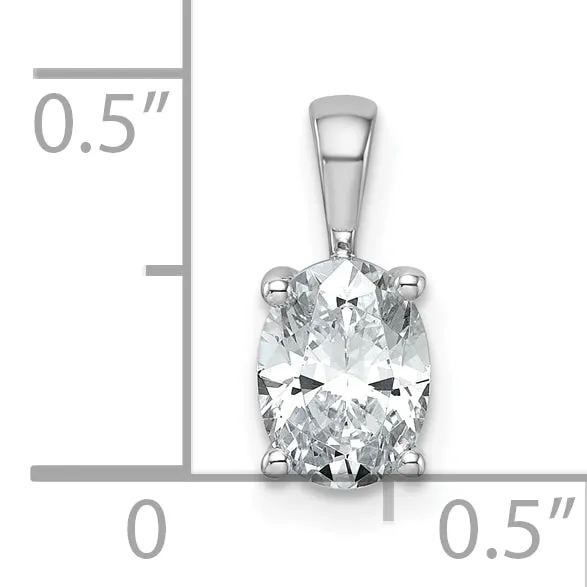 14k White Gold 1 Ct Certified Lab Grown Diamond VSSI G Oval Four Prong Pendant Goldia Necklaces